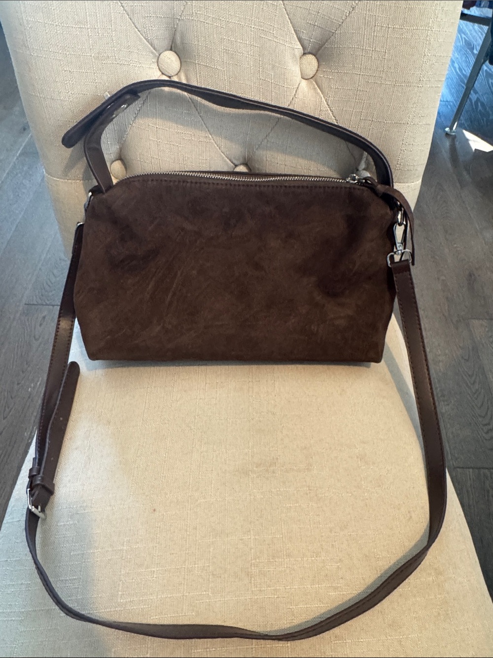 Evita Brown Suede Shoulder Bag - Versatile Everyday Carry